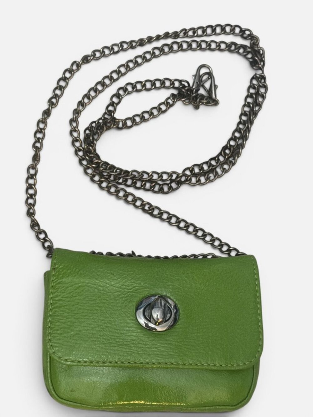 VTG HOBO International Mini Bag Green Patent Leather Turn Lock Convertible Pouch - Picture 6 of 11